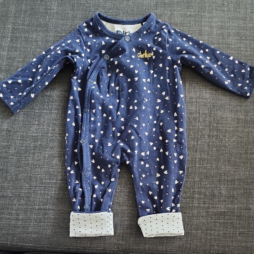 5/20$💙 Navy Heart Pattern Kids Footie